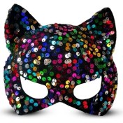 Resim Siyah Kadife Payetli Parti Maskesi 