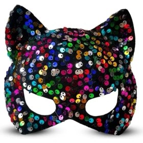 Resim Siyah Kadife Payetli Parti Maskesi 