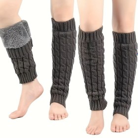 Resim Şık Peluş Astarlı Kadın Kışlık Çorap - Rahat, Kalınlaştırılmış, Bükümlü Tasarım, Makinede Yıkanabilir 