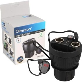 Resim Olesson 1640 12-24V Çiftli Çift Usbli 120W 80CM Kablolu Dijital Ekranlı Araç Çakmak Çoklayıcı 