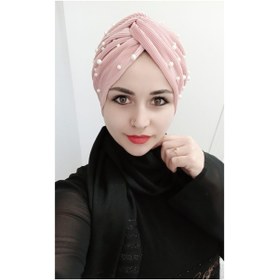 Resim BAV Butik Ayvitrin Pliseli Incili Düğüm Bone Gül Kurusu 