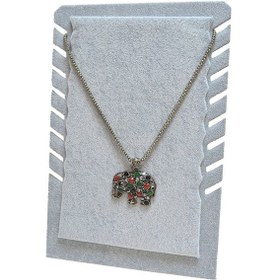 Resim Ayaklı Gri Süet Kare Kolye&Zincir Standı (8 Li) Gri 