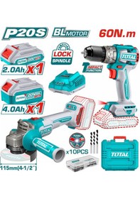 Resim Total TCKLI20273E Akülü Darbeli Vidalama + Akülü Taşlama Makinesi 2'li Set 