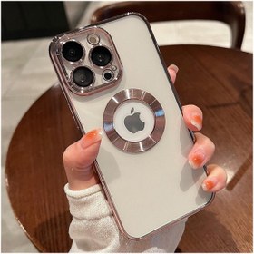 Resim Dexmon Iphone 14 Pro Kılıf 5d Kamera Lens Korumalı Logo Gösteren Kenarları Renkli Arkası Şeffaf Silikon 