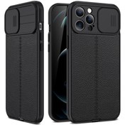 Resim Smcase iPhone 12 Pro Max Kılıf Lensi Kamera Korumalı Deri Dokulu Silikon 