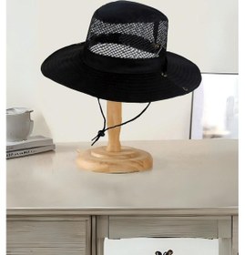 Resim Layfhex Yazlık Katlanabilir Bağlamalı Fileli Balıkçı Avcı Safari Fötr Fötür Şapka Siyah 