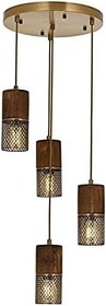 Resim Avonni AV-60265-4ET Eskitme Kaplama Modern Avize E27 Metal Ahşap 35cm 