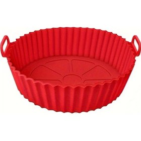 Resim Chuangyinshop 1 Adet Kırmızı Silikon Kızartma Tavası Isıya Dayanıklı Gıda Dereceli Geri Dönüştürülebilir 