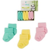 Resim Novibaby 3'lü Bambu Yenidoğan Bebek Çorap I Bee I Kız Erkek Bebek Çorabı 