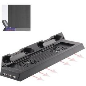 Resim Şarj Standı Usb Çift Soğutma Fanı Denetleyici Standı Tutucu Soğutucu Ps4 Konsolu İçin Soğutucu Siyah 