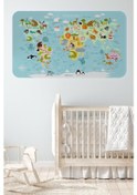 Resim Eğitici Dünya Haritası Dünya Atlası Çocuk Ve Bebek Odası Duvar Sticker-60x105-3782 - Renkli Çok Renkli 