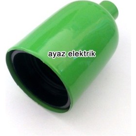 Resim Dekoratif Metal Yeşil Lale E27 Duy ve Demir Kablo Kilitli 