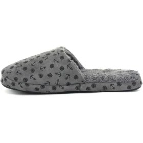 Resim Erkek Ev Terliği Rahat Çapa Desenli Yumuşak Tüylü Kışlık Terlik 