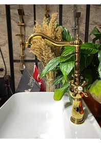 Resim İsaoğlu Yapı Altın Mutfak Bataryası Gold Evye Musluğu Avantgarde Tasarım Aç Kapa Sistem Rustik Mutfak Bataryası Gold 