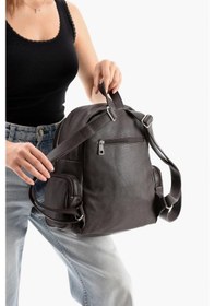 Resim Baginn Suni Deri Kadın Sırt Çantası 38 28 Cm Mega Bag Günlük Kullanıma Uygun Çok Cepli İçi Astarlı Kahverengi 
