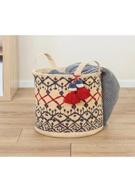 Resim Lüx Otantik Kilim Desenli Çamaşır Sepeti Bej 