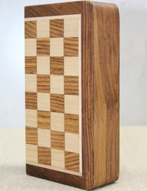 Resim Vernikli Mıknatıslı Taşlı Ahşap Katlanabilir Satranç Seti 17,5 Cm 