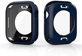 Resim Gpack Apple Watch SE 2 2022 44mm ile Uyumlu Kasa ve Ekran Koruyucu, 360 Derece Koruma, Sert Silikon, Lacivert 