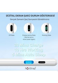 Resim Novstrap Apple Uyumlu iPad A16 11 Nesil 10. Nesil 10.9 İle Dokunmatik Tablet Kalemi Pen Dz915 Şarj Ekranlı Avuç İçi Reddi Stylus 