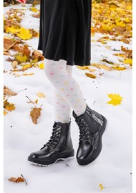 Resim Kiko Kids Termo Taban Kız Çocuk Bot 622 Çatlak Siyah 