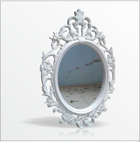 Resim 50X70Cm Oymalı Rustik Beyaz Çerçeveli Antik Duvar Boy Aynası Beyaz 