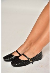 Resim Fox Shoes Y726368209 Siyah Düz Kadın Babet Siyah 