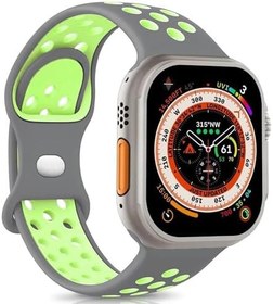 Resim Microsonic Apple Watch SE 2022 44mm için Kordon Rainbow Band Gri Yeşil [Watch SE 2022 44mm ile Uyumlu Kordon - Gri Yeşil] 