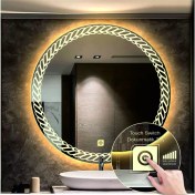 Resim Dnr-Mirror55 Cm Günışığı Ledli Tasarım Kumlamalı Dokunmatik Tuşlu Banyo Aynası Makyaj Aynası Işıklı Ayna 