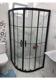 Resim Teknesiz Oval Cam Duşakabin Karolaj Desenli Kd101 Siyah 