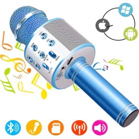 Resim Renkli Kareko Mikrofon WS-858 Karaoke Mikrofon Pembe 