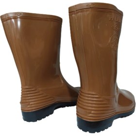 Resim Palalı Unisex Açık Kahve Siyah Taban Kısa Yağmur Çizmesi 