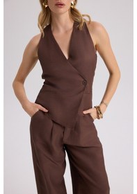 Resim Mai Collection Mai Studios Co. Nagmetah Sırt Pencereli Yelek Pantolon Takım - Kahve Kahve 