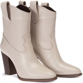 Resim Deery Hakiki Deri Bej Rengi Kadın Bot Bej (539861683) Bej 