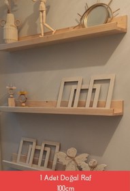 Resim Mooncorn Ahşap Çerçeve Rafı Ahşap Duvar Rafı Dekoratif Raf Doğal 100cm 