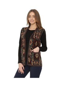 Resim Uludağ Triko Kadın Kilim Desen Yelek / Gümüş 