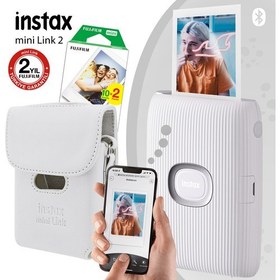 Resim Instax Mini Link 2 Toz Pembe Akıllı Telefon Yazıcısı ve Çantalı Hediye Seti 1 | Instax Instax