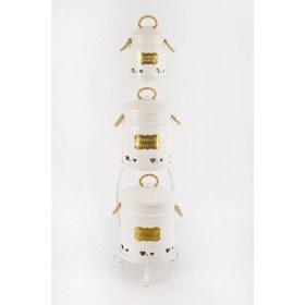 Resim Evistro Metal Standlı 3 Katlı Patates Soğan Sarımsak Saklama Kovası Beyaz Renk 