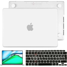 Resim Novstrap Apple MacBook Air 13 Inç 2021 M1 Çip A2337 Uyumlu Mat Kılıf + Siyah Klavye Kılıfı + Film 