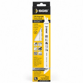 Resim SGS S1122HF Tilki Kuyruğu Testere Bıçağı 225 MM Bi-Metal 5’li Metal Kesim Bıçağı 