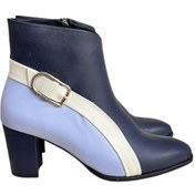 Resim Lacivert Hakiki Deri Topuklu Bot Renk Geçişli Lacivert 