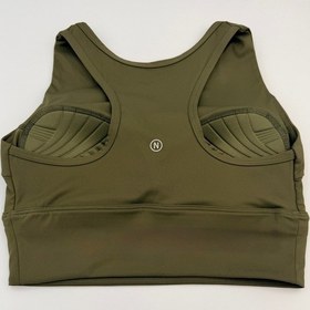 Resim Sculpt Spor Sütyeni Yüksek Destek Toparlayıcı Fitness Yoga Spor Bra Haki 