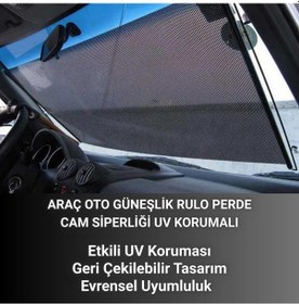 Resim Polham 68x125 Cm Geri Çekilebilen Araç İçi Ön Cam Güneşlik, Ev Tipi Cam Güneşlik Uv Engelleyici Perde 