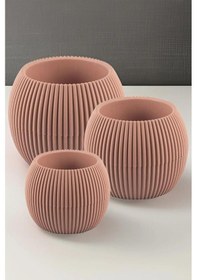 Resim Omnipazar Krs Mercan Dekoratif Sukulent Kaktüs Plastik Saksı Takımı 5'li Set Soft Pembe 
