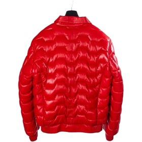 Resim Toskana Design Kırmızı Fermuarlı Erkek Puffer Deri Ceket | 200-4036 - Kırmızı / 3XL 