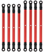 Resim Neevoyu Axıal Scx10 Ve Trx4 İçin 8 Parça Kırmızı Alüminyum Uzaktan Kumandalı Bağlantı Çubuğu Seti 313 Mm Dingil Mesafesi 