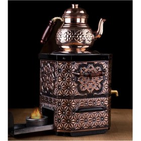 Resim Nostaljik Jelli Çay Semaveri, Bakır Demlik ve Hediye Seçeneği ile Şık Tasarım 