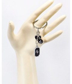 Resim Küçük Siyah Kuzey Yıldızı Kalp Cam Nazar Boncuğu Anahtarlık, Hedi 