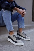 Resim KN Fashion Mp010 Bt Bağcıklı Süet Ortopedik Yüksek/kalın Taban Erkek Sneaker Taş/siyah 