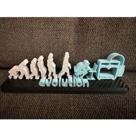 Resim Evrimleşen İnsan 3d Baskı Figürü - Pla Malzemeli Dekoratif Masaüstü Heykeli 30 Cm Genişlik 