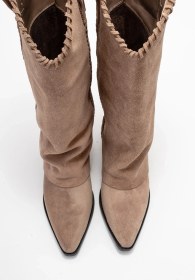 Resim Luvishoes Luvi Shoes Tyler Toprak Süet Hakiki Deri Dikişli Kadın Western Çizme Toprak 